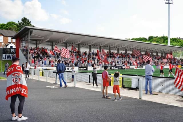 An artist's impression of the proposed new North Terrace at the Brandywell.