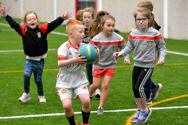 Children playing on the 3G pitch at Sean Dolans GAC’s new state-of-the-art indoor arena.   Photo: George Sweeney. DER2305GS – 103