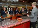 Benjimen, from the Everglades Hotel, demonstrates mocktail making to students from St Conor’s College, Clady, during the Springboard and TNI Hospitality and Tourism Roadshow held in the Everglades Hotel on Wednesday morning last. Photo: George Sweeney. DER2310GS – 026