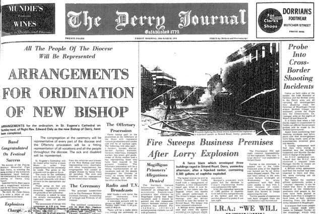 Arrangements for the ordination were reported in the Derry Journal on Friday, March 29, 1974.