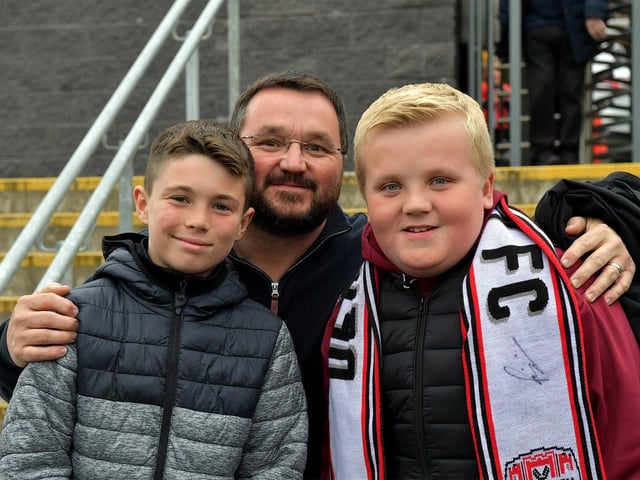 Fans in the Brandywell for Derry City’s game against UCD on Friday evening last. Photo: George Sweeney. DER2320GS – 108