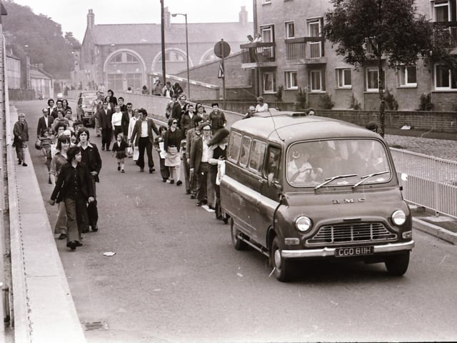 Pictured are people taking part in anti-internment demonstrations across Derry in August 1975 on the anniversary of the introduction of internment without trial in the north of Ireland four years earlier on August 9, 1971. Photos: Derry Journal.