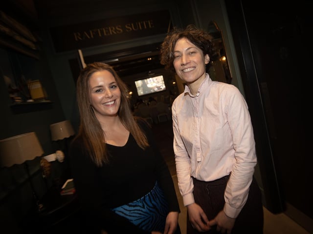 Christine McBride, Minding Mum Project Manager, Waterside Neighbourhood Partnership and Mara Cavalli pictured before the premier screening of 'Witches' by filmmaker Elizabeth Shankey at the Rafters Suite at the Ebrington Hotel on Thursday night last. (Photos: Jim McCafferty Photography) : .