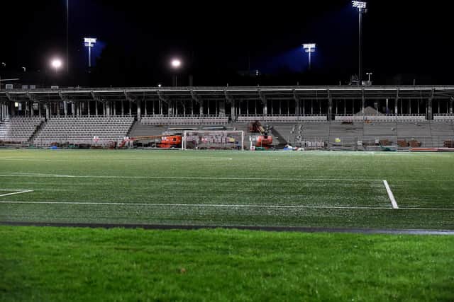 Work continues on the construction of the North Stand at the Ryan McBride Brandywell Stadium. Photograph: George Sweeney