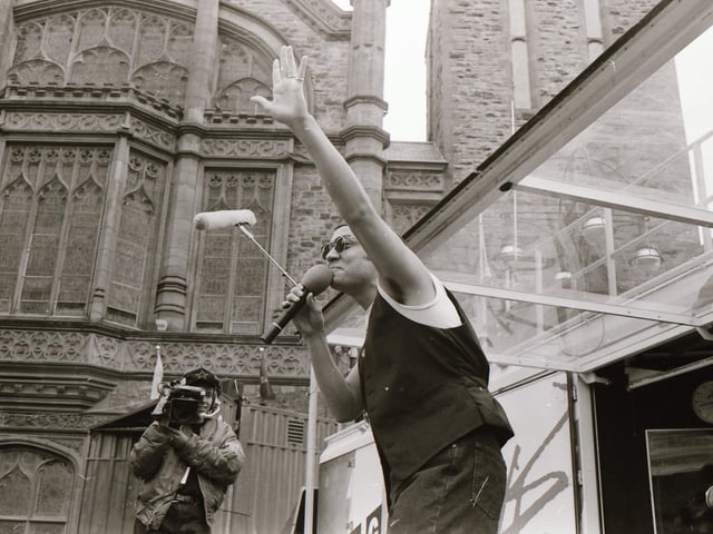 An artist performing at the BBC Radio 1 roadshow in June 1993.