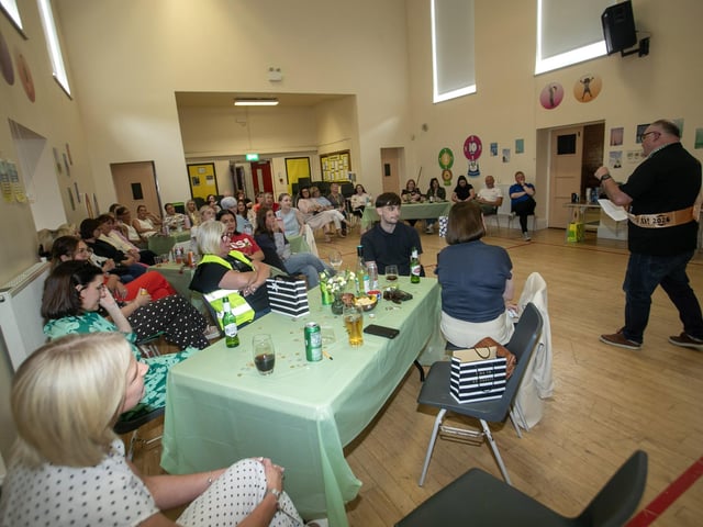 Mr. Michael Bradley, retiring Vice Principal, addresses the staff at Monday's function in the Model Primary School. (Photos: Jim McCafferty Photography)