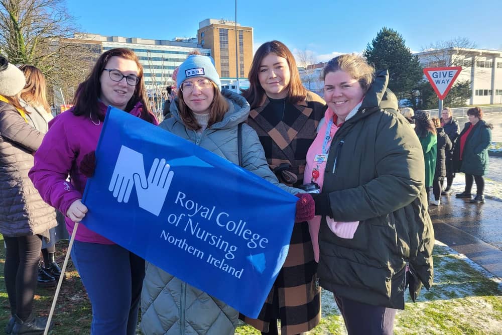 RCN Nurses on strike outside Altnagelvin Hospital.