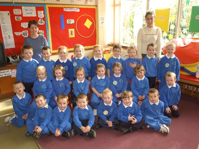 Pupils from Termoncanice pictured with teacher, Ciara Hutton, and classroom assistant, Sharon Harkin. (0310A23):20 years on: Young people across Derry and Donegal starting school in September 2003