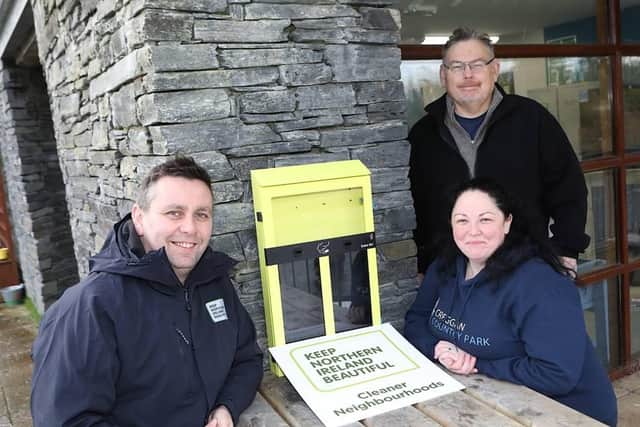 Gerry McEleney, manager, Creggan Country Park with Karen Healy, Environmental Officer, and Gareth Lamrock, Field Officer at Keep NI Beautiful
