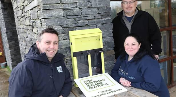 Gerry McEleney, manager, Creggan Country Park with Karen Healy, Environmental Officer, and Gareth Lamrock, Field Officer at Keep NI Beautiful