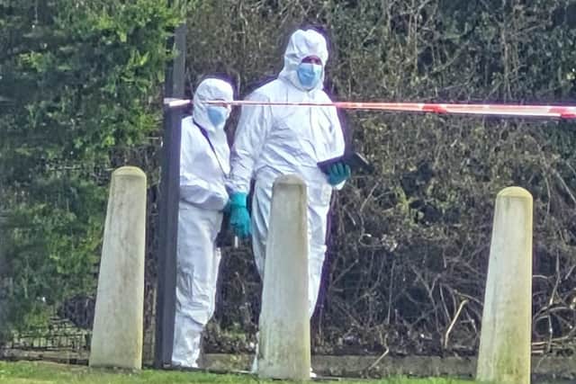 Forensic officers at the scene.