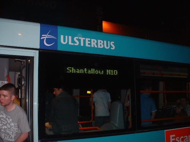Enjoying a night out in Derry city centre and catching the Ulsterbus nightbus home back in April 2005.