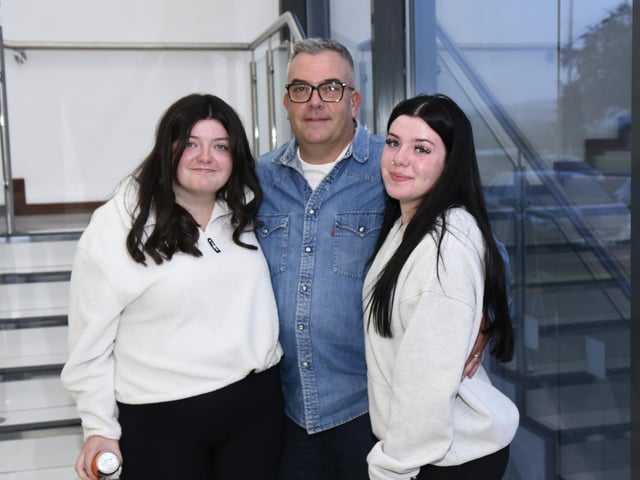 Sorcha, Gary and Tiarna O'Loughlin at the reunion in Owenbeg on Friday night.