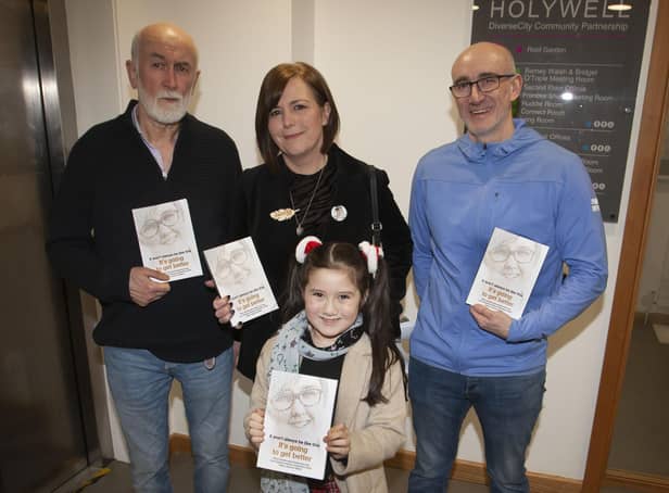 Eamon Baker pictured with members of Lyra’s family, John and Nicola Corner and their daughter Ava (7) at Saturday’s event in Holywell Trust. (Photos: Jim McCafferty Photography)