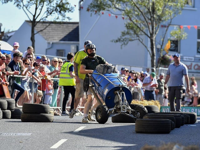 There were spills and thrills during the Carndonagh Festival Soapbox Derby held on the town centre on Saturday afternoon. Photo: George Sweeney
