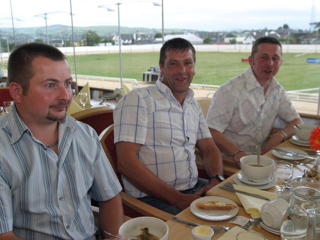 People enjoying a day out at the greyhound races in Lifford, County Donegal 20 years ago back in June 2004.