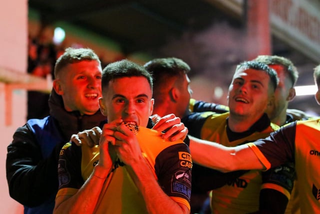 Jordan McEneff have the Derry fans something to cheer about with his goal in the first half at Richmond Park.