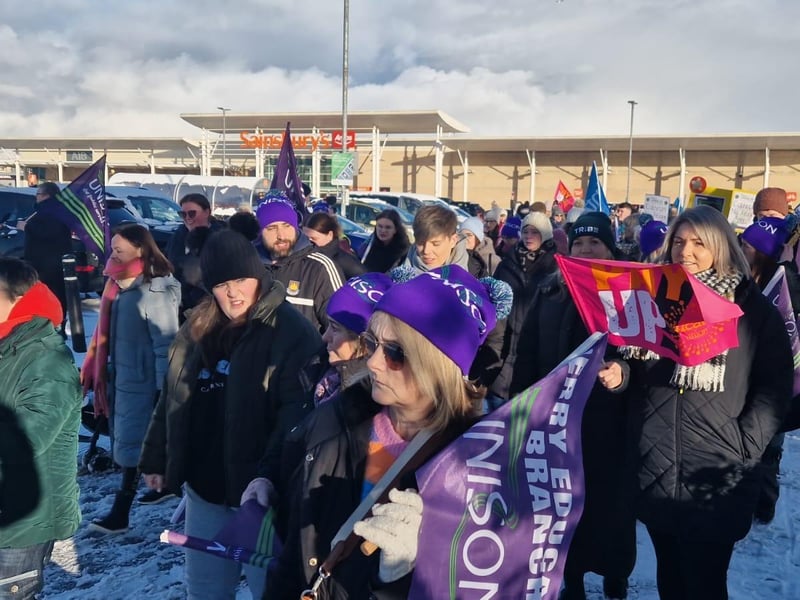 Striking public sector workers in Derry.