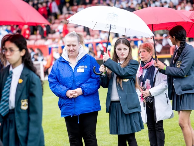 Participants at the Derry Diocese Fan The Flame annual Mass 2025 in Celtic Park.