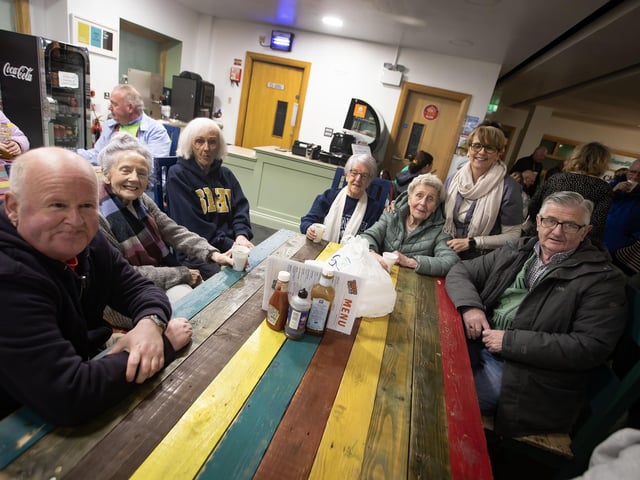 Some of the attendees at Thursday's 'Human Library' event in Creggan pictured with OLT's Sinead Devine.
