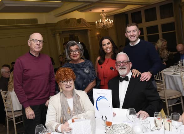 Group pictured at the GSAP's 30th Anniversary celebrations on Friday. Seated at front are Anne and Charlie McDaid, and back from left, Joe Martin, Minty Thompson, Nicola Mullan and Caolan Campbell. (Photos: Jim McCafferty Photography) : .