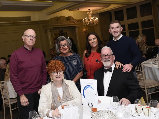 Group pictured at the GSAP's 30th Anniversary celebrations on Friday. Seated at front are Anne and Charlie McDaid, and back from left, Joe Martin, Minty Thompson, Nicola Mullan and Caolan Campbell. (Photos: Jim McCafferty Photography) : .
