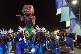 Participants at the Derry Halloween parade 2022.