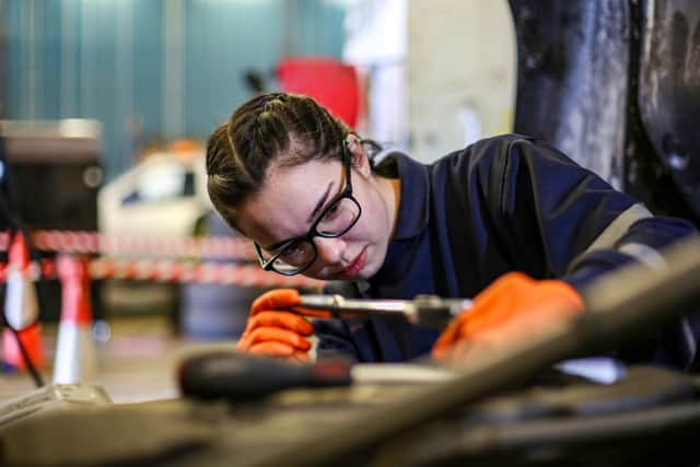 Trainee Mechanical Technician at Derry City and Strabane District Council, Niamh Watson, at work at Council’s Fleet Depot at Skeoge Industrial Estate.