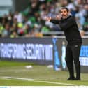 Derry City manager Tiernan Lynch issues instructions during Derry City's defeat to Shamrock Rovers at Tallaght Stadium.  Photo by Stephen McCarthy/Sportsfile