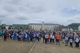 People gathered at Ebrington Square for the Communities Day of Action.