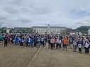 People gathered at Ebrington Square for the Communities Day of Action.