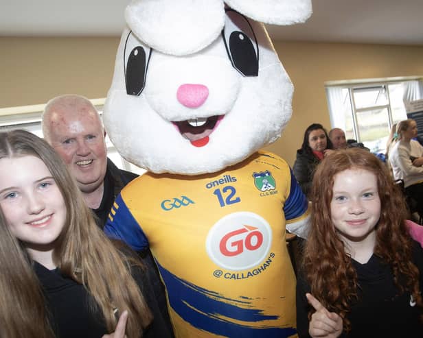 Club Chair Liam Gallagher pictured with his two granddaughters and the Easter Bunny on Saturday last.