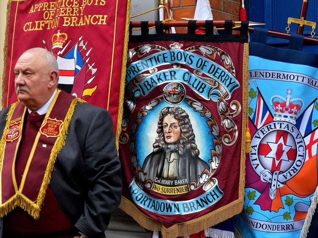 A member of the ABOD Clifton Branch at the Apprentice Boys of Derry’s Shutting of the Gates parade held in the city on Saturday last. Photo: George Sweeney.