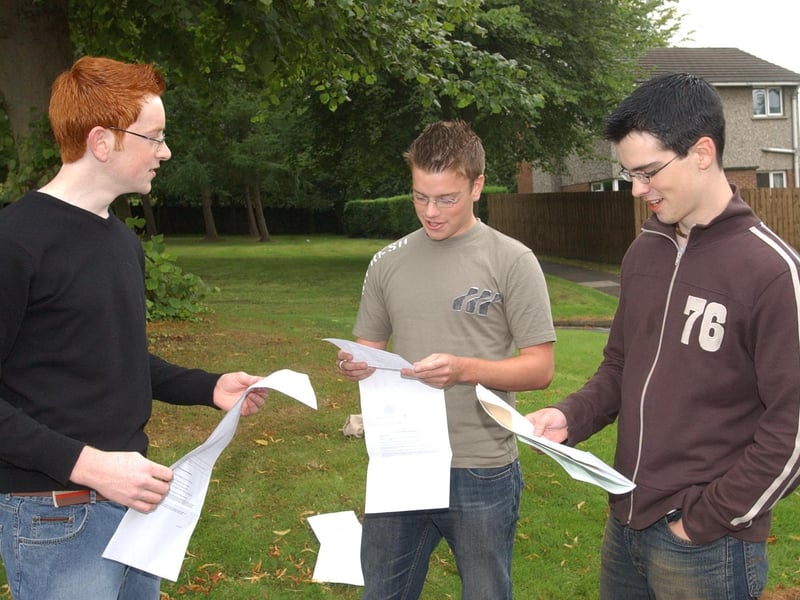Receiving GCSE results in August 2003