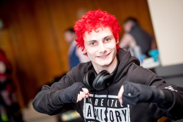 One of the Tune In Project's wrestlers gets ready for action at the Foyle Rumble at the City Hotel. Photographs by Stephen Latimer.