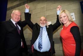 Francie Molloy with Martin McGuinness and Michelle O'Neill in 2013.