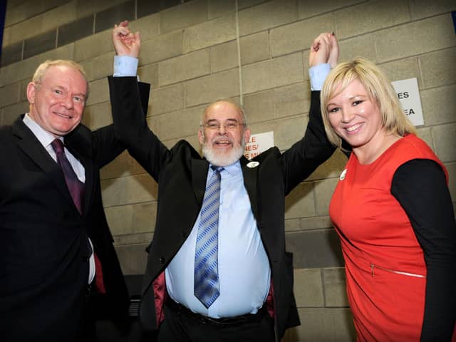 Francie Molloy with Martin McGuinness and Michelle O'Neill in 2013.