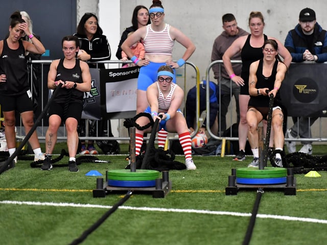 Competitors in the Maiden City Hyrox IV held at Sean Dolans GAC. Photograph: George Sweeney