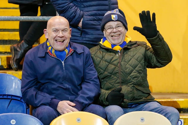 Stags fans at the One Call Stadium for the match against Colchester Utd.