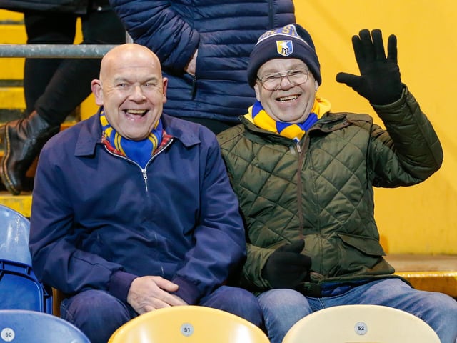 Stags fans at the One Call Stadium for the match against Colchester Utd.