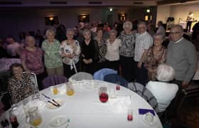 The effervescent Spasy McGilloway and his Creggan gang pictured during Tuesday's Triax Dinner and Dance at the Maldron Hotel. (Photos: JIm McCafferty Photography)