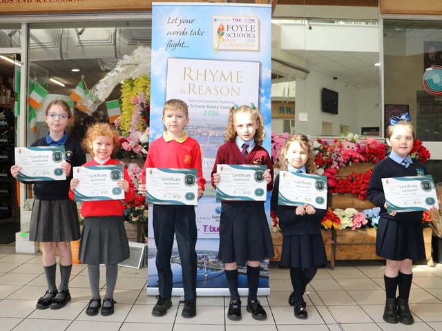 KS1: Joint Second Place: Rosie McSheffrey P2, Hollybush PS; Anna McGillian P3, Hollybush PS; Brooke Moore P4, St Eithne’s PS; James Davison P4B, Steelstown PS; Matilda McCann P1, St Eugene’s PS; Mila Natkus P4, St Therese’s PS.