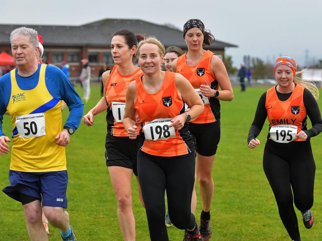 Competitors take part in the Spartans open cross country 6k race at Thornhill College on Saturday. Photo: George Sweeney