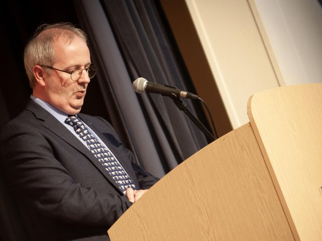 Mr. John Harkin, Principal, Oakgrove Integrated College, addressing the attendance at the recent Annual Junior Prizegiving.