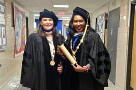 The Mayor of Derry City and Strabane District Council, Cllr Lilian Seenoi Barr and the Cathaoirleach of Donegal County Council, Cllr Niamh Kennedy were in the United States this week where they were awarded Honorary Doctoral degrees from the Worcester State University.