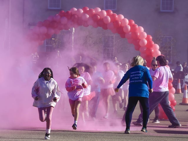 Participants taking part in the Cancer Focus NI Pink Run held in Ebrington Square, on Sunday. (Photo - Tom Heaney, nwpresspics)