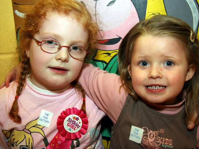 Caoimhe and Georgina enjoy the birthday party at The Fun Factory 0039JML : Parties and nights out in March 2006
