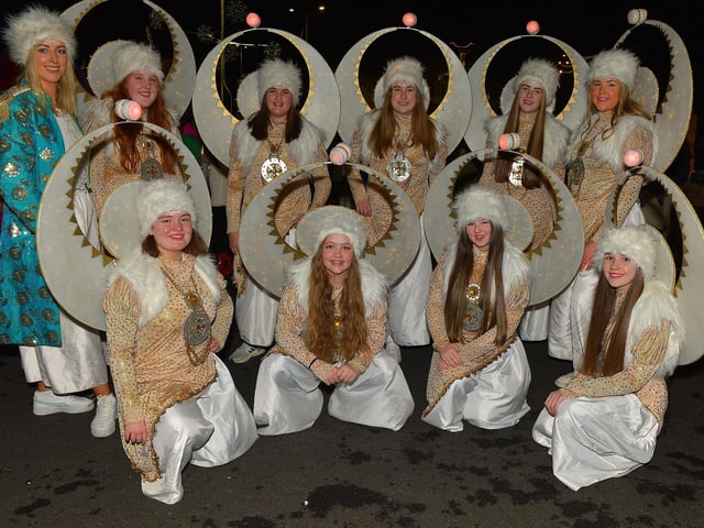The 'Moons' from Studio 2 took part in the Derry Christmas Lights parade. Photo: George Sweeney. DER2147GS – 010