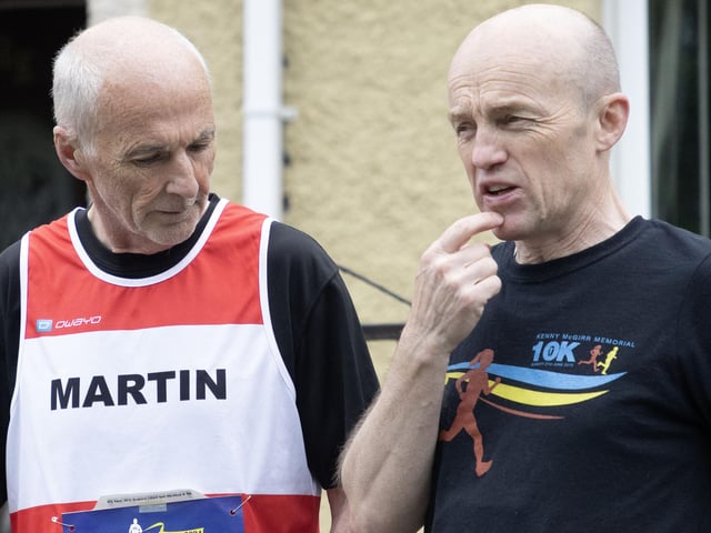 Martin Conway in discussion at the Half Marathon.