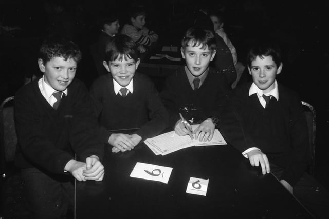 Scoil Treasa Naofa, Malin Town, B' team at the Derry Journal National School Quiz. From left, Charles Byrne, Kevin McColgan, Edward McCole and Martin Gallagher.